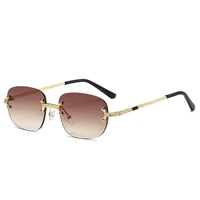 high quality womens small square sunglasses fashion gradient rimless brand designer sun glasses female streetwear trend eyewear