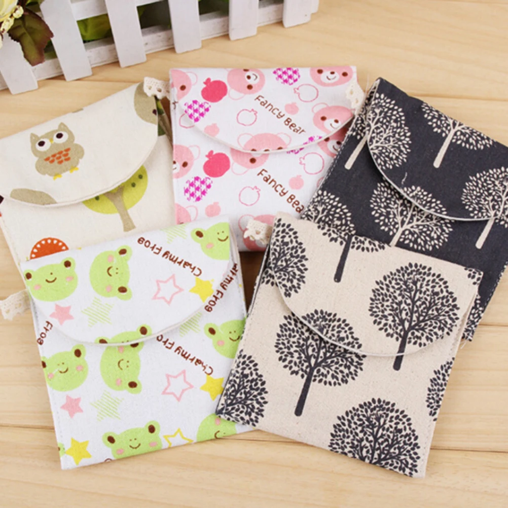 

Cartoon Cotton Full Dots Sanitary Napkin Bags Travel Outdoor Holder Bags Purse Women Lady Sanitary Pad Towel Bag