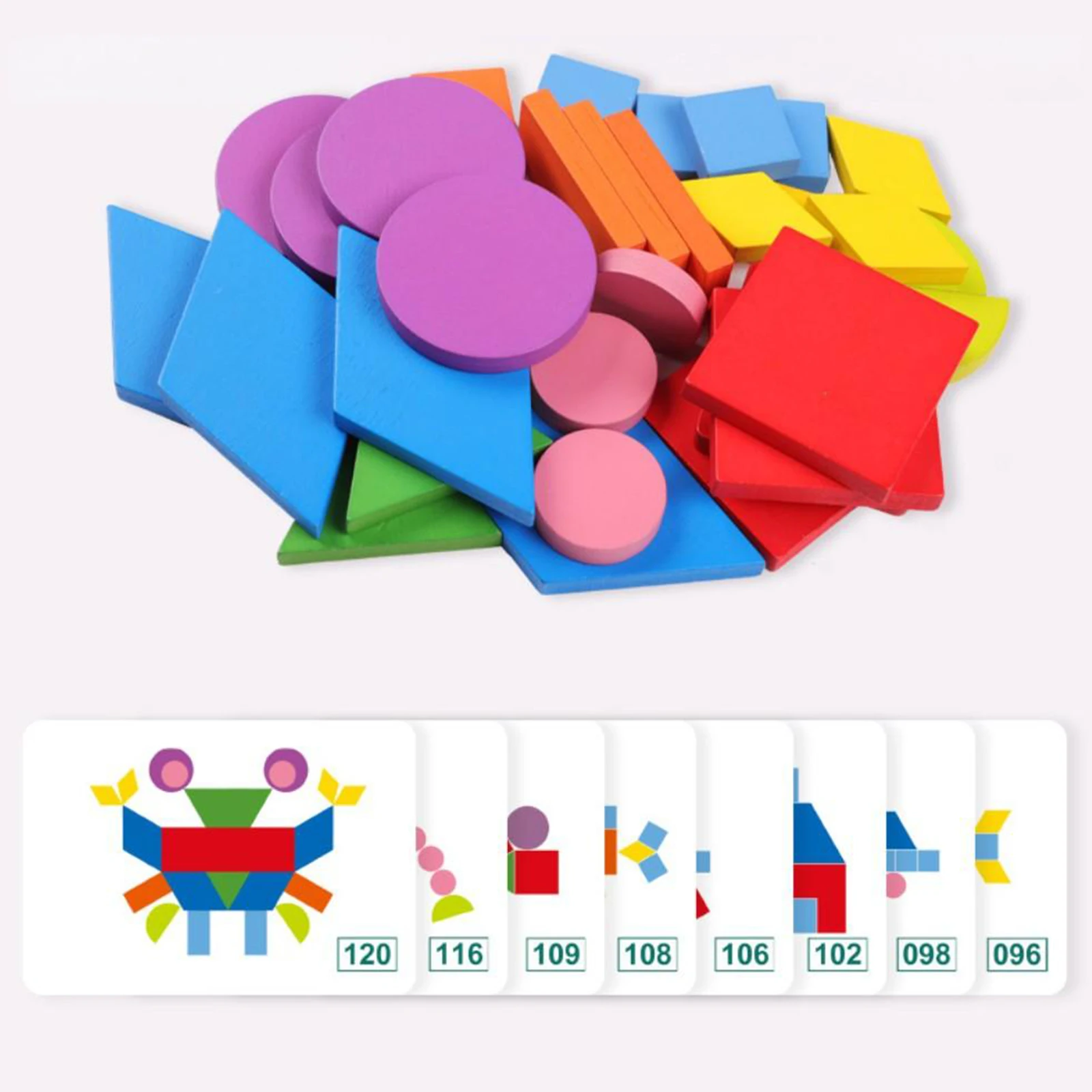 

Wooden Pattern Blocks Jigsaw Puzzle Animals Shape Puzzles Pattern Cards
