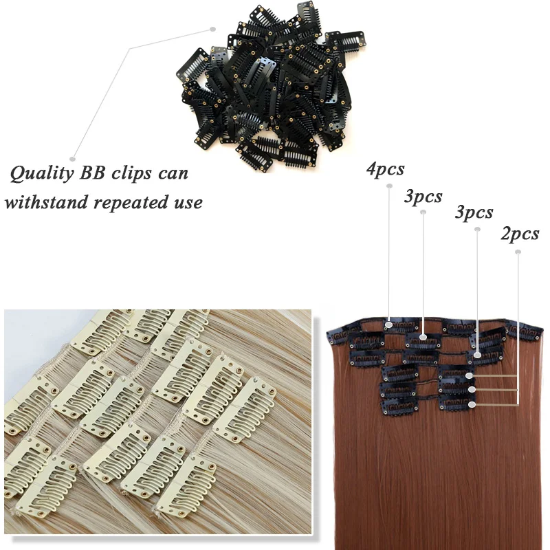 AILIADE 6 шт./компл. длинные шелковистые прямые синтетические накладные волосы на