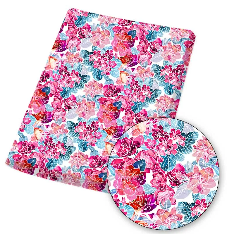 

Polyester Cotton Fabric Printed Cloth Sheets Green Leaves Flower Dress Making Handmade Masks DIY Crafts Supplies 45*145cm 1pc
