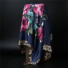 Модный шарф для девушек 90*90 см, Женская шаль с принтом, Шелковый сатиновый хиджаб, женский роскошный брендовый квадратный Дамский платок, парео bandanna