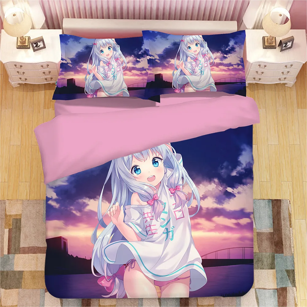 Комплект постельного белья Izumi Sagiri с 3D Аниме принтом пододеяльники наволочки