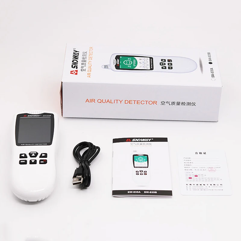 

SNDWAY SW-835B Digital Formaldehyde Detector Portable PM1.0 PM2.5 PM10 Monitor USB Temperature Humidity Meter Electrical Tool