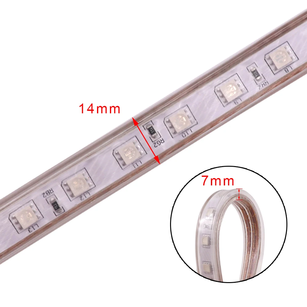 SMD 5050 60Led s/m RGB Светодиодная лента 110V 220V Водонепроницаемая гибкая светодиодная с 20