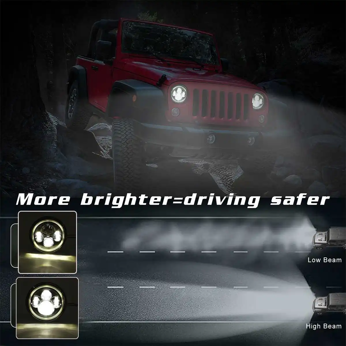 7 дюймов круглый светодиодный фары Hi/Low Beam Halo Ring angel eyes для Jeep/Wrangler Off Road 4x4 для Suzuki samurai