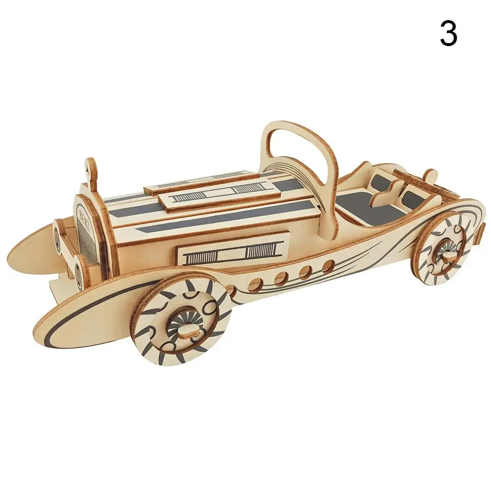 

Wooden Painted 3D Bus Ambulance Race Car Puzzles DIY Assembly Education Kids Toy Tabletop Ornaments Gift