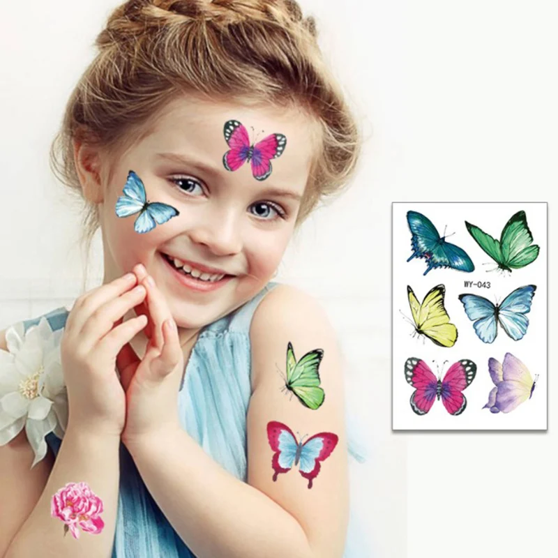 

10 Sheets Cartoon Butterfly Tattoo Sticker For Children Birthday Gift Cute Kids Body Art Waterproof Temporary Tattoos
