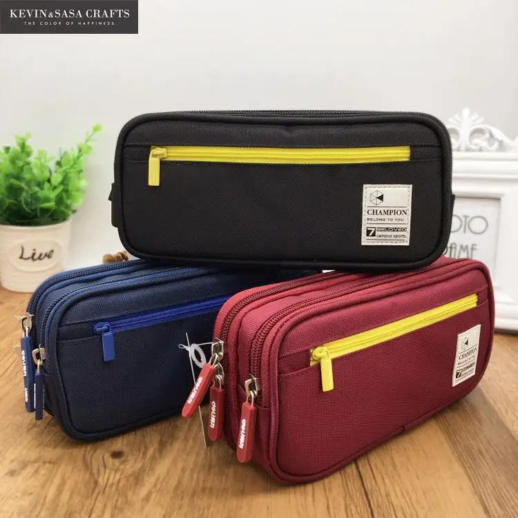 Чехол для карандашей на молнии саржевый холщовый большой пенал ручек и школьные