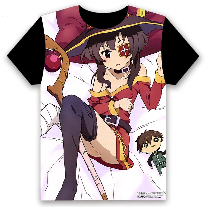 Модная мужская футболка аниме KonoSuba Megumin Aqua Dark Satou Kazuma косплей с коротким рукавом