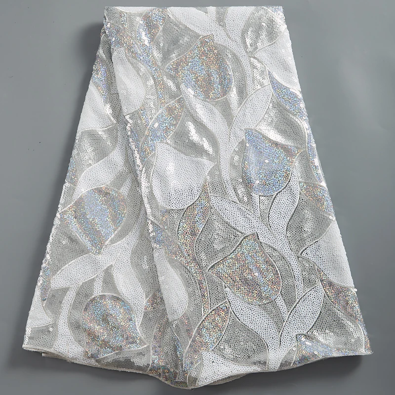 

Zhenguiru High Quality Frech Mesh Sequin Fabric African Lace Fabric 2021 New Sewing Lace and Embroidery Nigerian Wedding A 2408