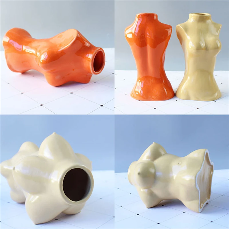 

Resin Vases Body Art Bust Statue Flower Insert Ornaments Frosted Porcelain Crafts Creativity Vase Desk Decor Home Decoration 1pc