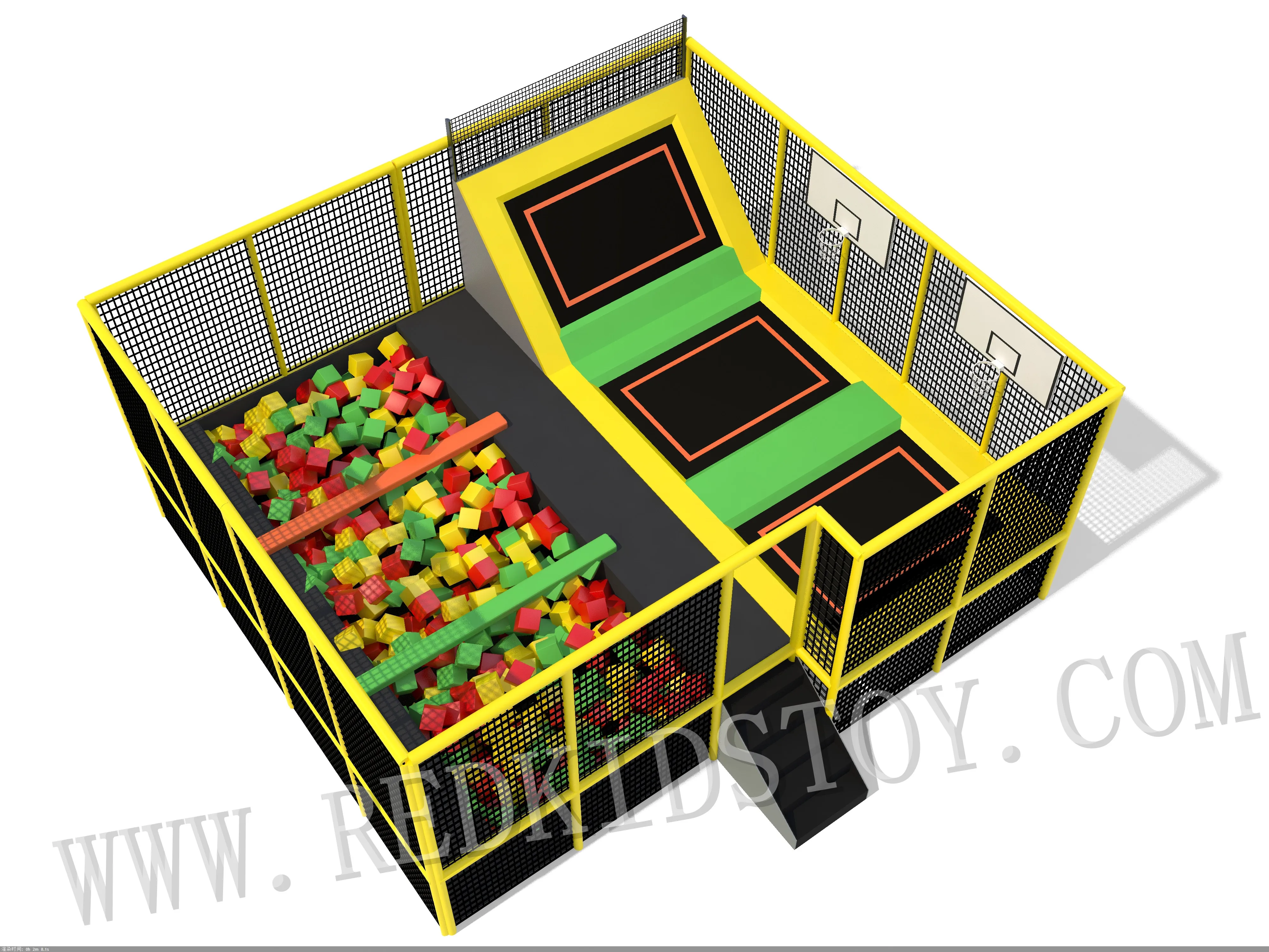 Высококачественный батут для парка с пенопластом и баскетбольными стендами