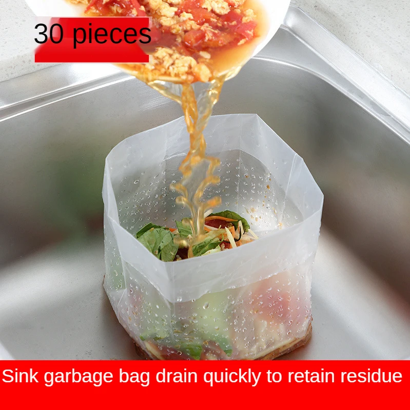 

30 pcs kitchen vertical garbage bags household thickened disposable sink filter net sink self-standing drain bag