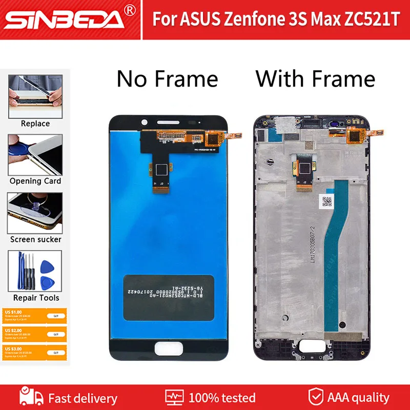 ЖК-дисплей 5 2 дюйма для ASUS Zenfone 3S Max ZC521TL X00GD сенсорный экран с рамкой и дигитайзером