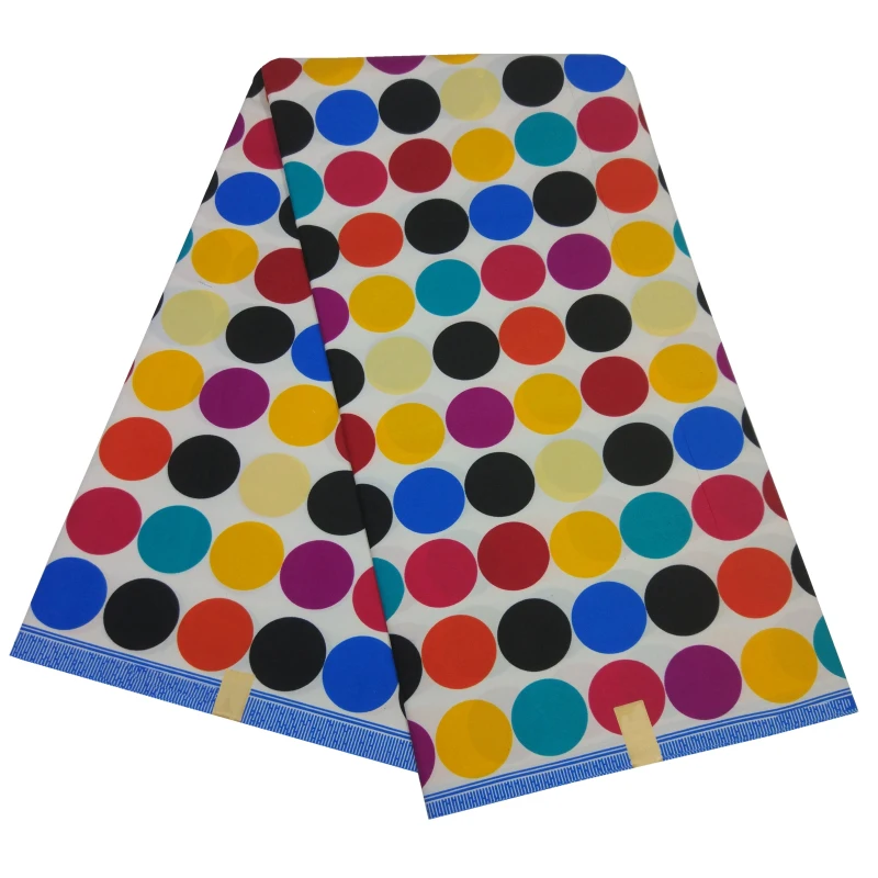 Новейшая африканская ткань из 100% полиэстера с разноцветными круглыми принтами