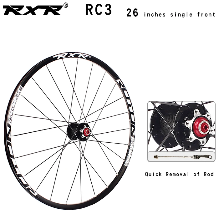 26RC3 black front QR RXR горный велосипед внедорожный MTB Углеродные колеса 26 дюймов RC3 дисковый тормоз 5 подшипников 7-11speed через ось/QR колеса велосипеда - Цвет: 26RC3 black front QR