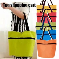 shopping folding tug bag portable multi function large capacity oxford tote cart best sale wt