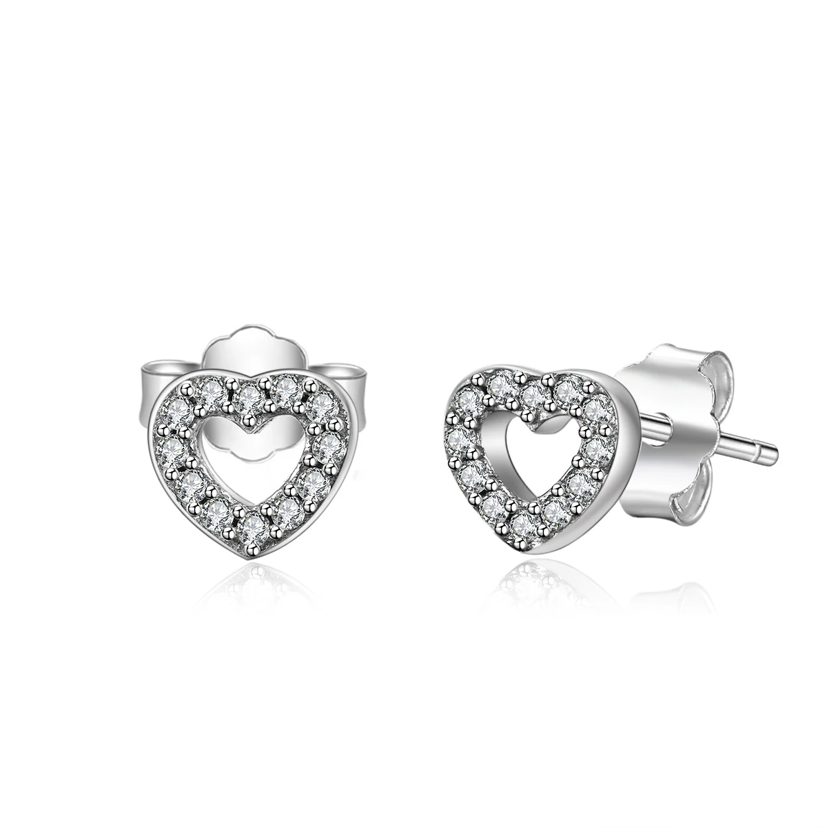 Jewelrypalace 925 стерлингов Серебряные серьги Стад кубического циркония Forever Love Сердце