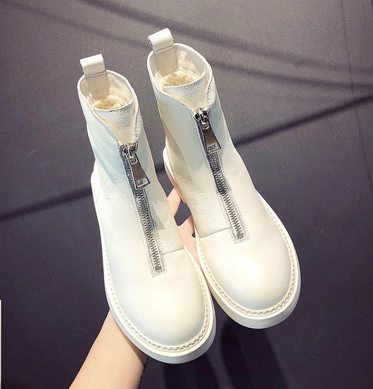 Женские кожаные ботинки-мартинсы повседневные зимние мягкие теплые 2020 | Обувь