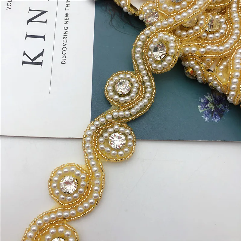 4 5 метров жемчужные стразы для рукоделия аппликация из бисера на цепочке с