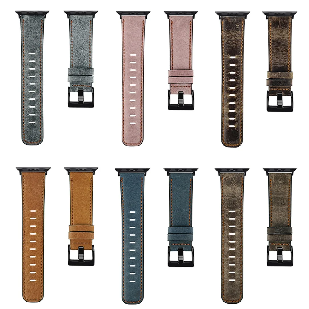 Винтажный Браслет из натуральной кожи сменный спортивный ремешок для Apple Watch 5 4 3 2