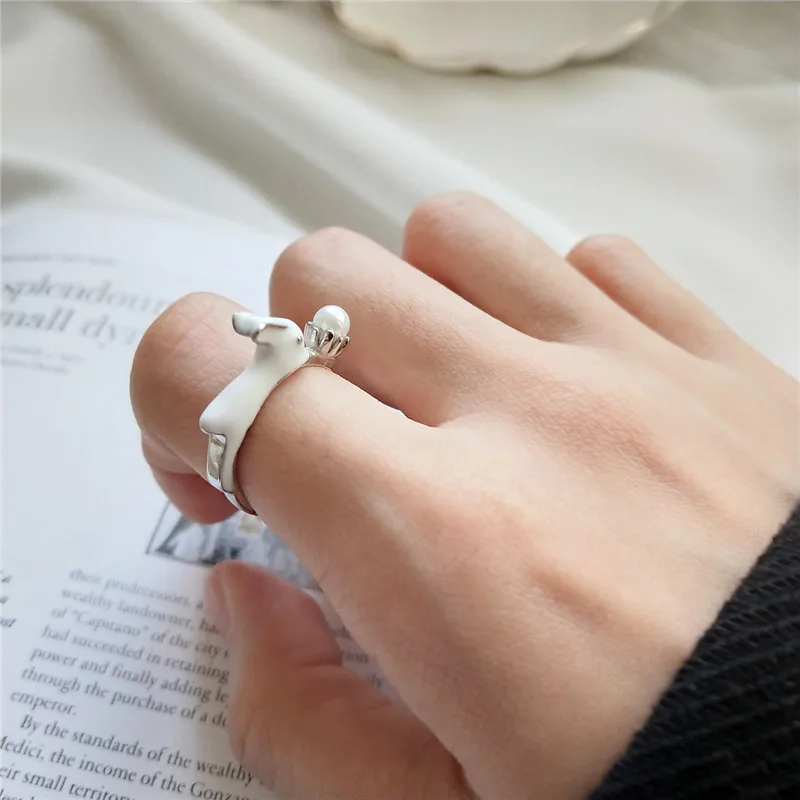 RUIYI Настоящее серебро 925 пробы модные ювелирные изделия для девочек кролик жемчуг