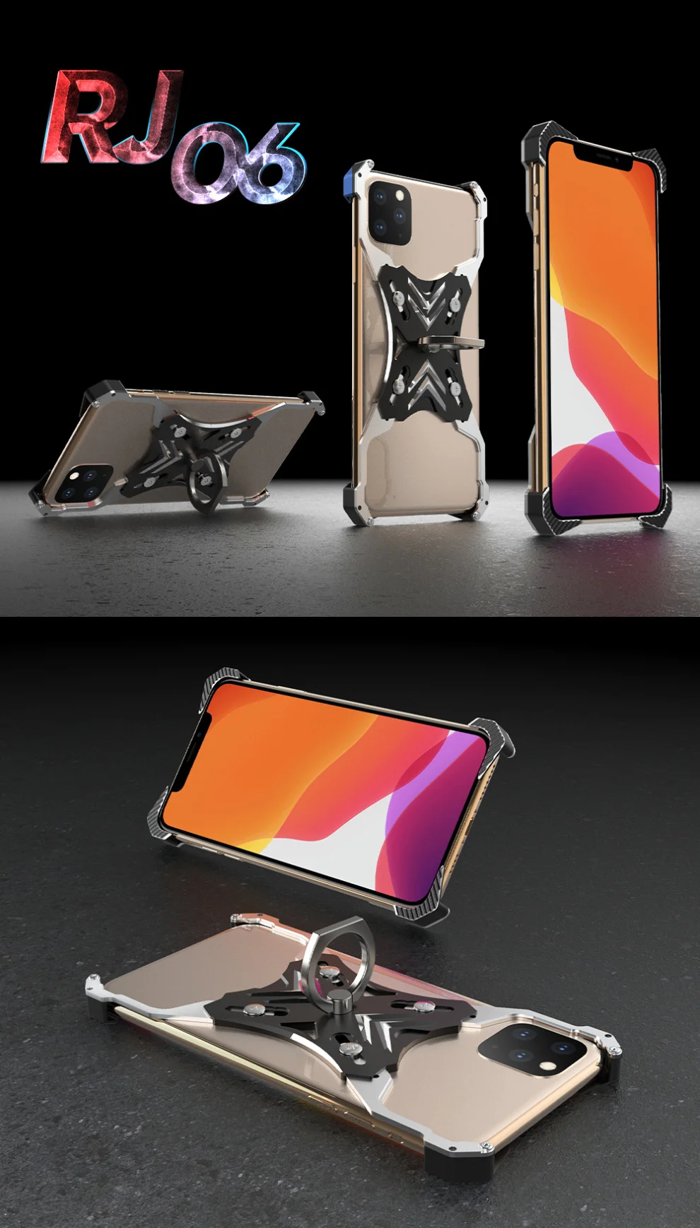 Алюминиевый металлический бампер чехол для iPhone 11 Pro XS MAX X XR жесткое крепление в виде кольца на палец Kickstand чехол для iPhone 11 Pro Max бампер