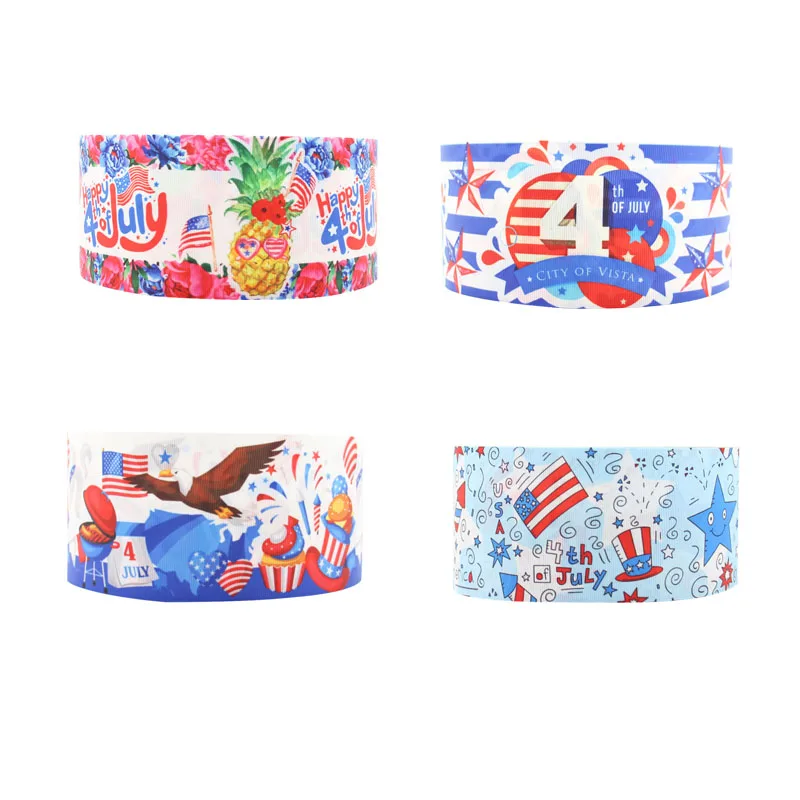 

Q&N ribbon 16mm 22mm 25mm 38mm 50mm 75mm happy 4th of July 50yard Ribbons gift box with logo lace /FOE free shipping