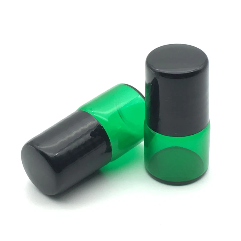

20pcs 1ml Refillable Perfume Small Green Roll on Glass Bottle for Sample Essential Oil Vial
