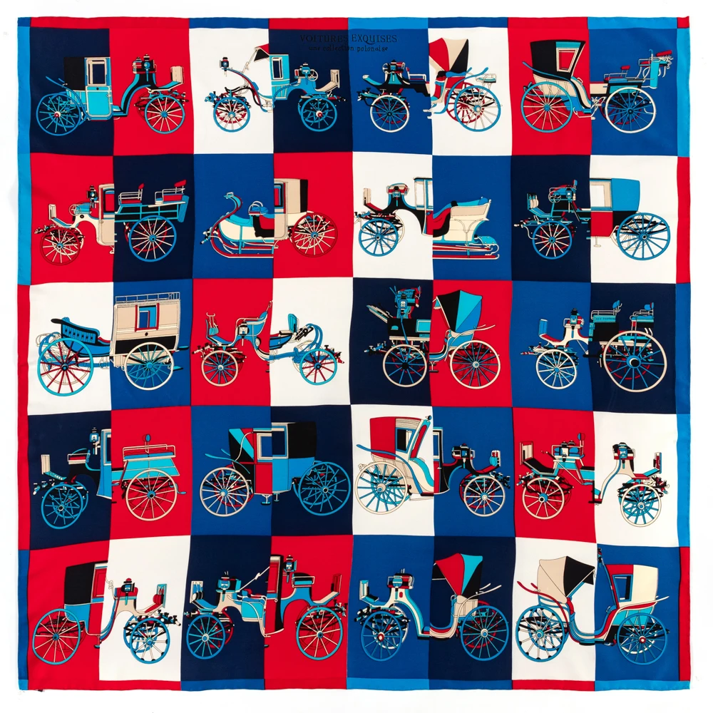 

90cm Brand Women Twill Silk Shawl Carriage Square Scarf Brand Hijab Scarf Foulard Bandana Handmade Curled New Design Head Scarf