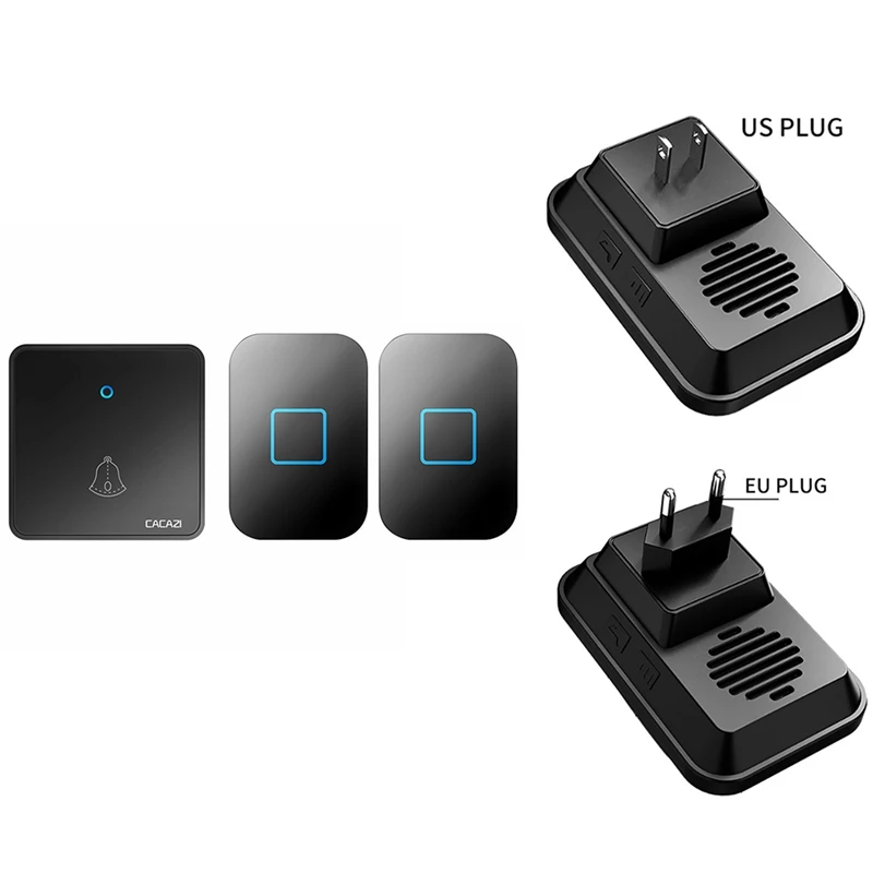 

CACAZI Home Welcome Wireless Doorbell Waterproof 60 Chimes 5 Volume 0-110 DB Cordless Door Ring Bell