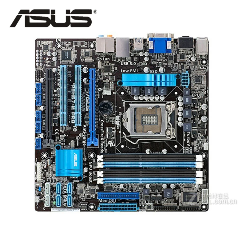 LGA 1155 оригинальная материнская плата ASUS P8H67 M PRO 1333 МГц DDR3 UATX 32 Гб PCI E X16 для