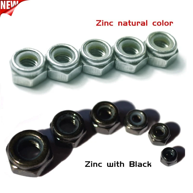 

1000Pcs/lot DIN985 M2 Galvanized Carbon Steel / plating Black Zinc Self-locking Nut Hex Nylon Lock Nuts Locknut