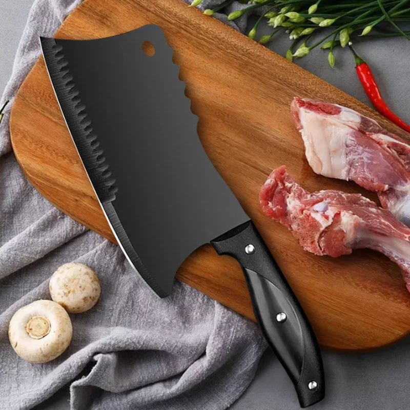 

Faca de açougueiro de aço inoxidável faca de cortar osso, carne vegetal cutelo para fatiar, alta dureza, faca de chef de cozinha