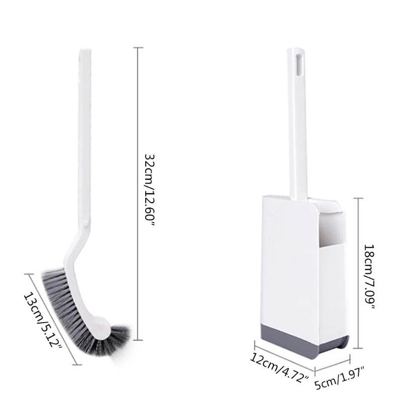 

Toilet brush Plastic Toilet Brush with Holder Set Long Handle Curved Corner Rim Cleaner Tool