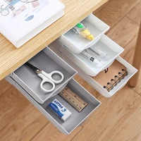 stackable hidden drawer organizer under desk pen holder home office stationery box space save desk storage table organizer