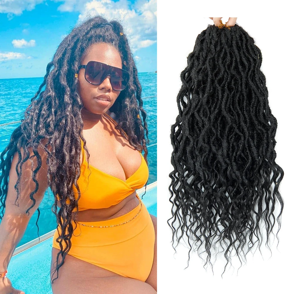 

Ombre Curly Crochet Braids Hair Synthetic Braiding Hair Extensions Goddess Faux Locs 16 and 24 Inch Soft Dreads Dreadlocks Hair