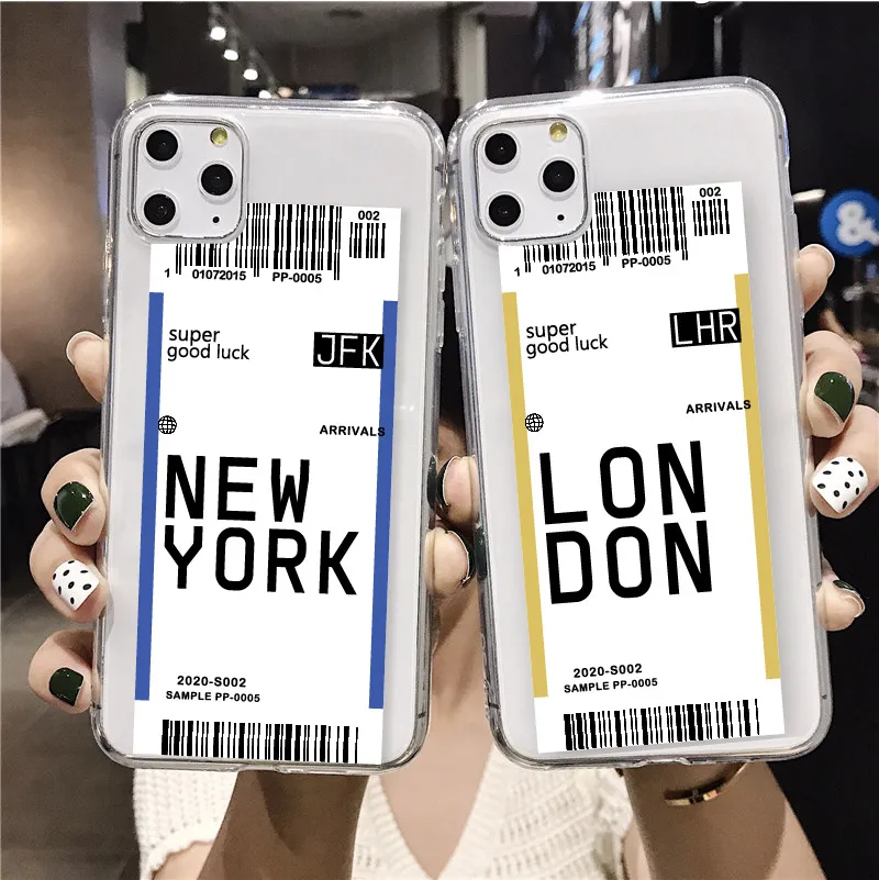

Customize City Name Impact Baggage Tag Travel Passport Clear Phone Case Cover for iPhone 14 14ProMax 14Plus 13Promax 13 12 11