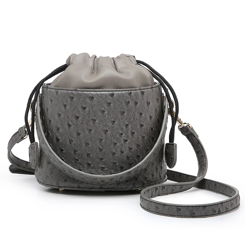 Индивидуальные кожаные сумки ведра с надписью страусиного цвета для женщин