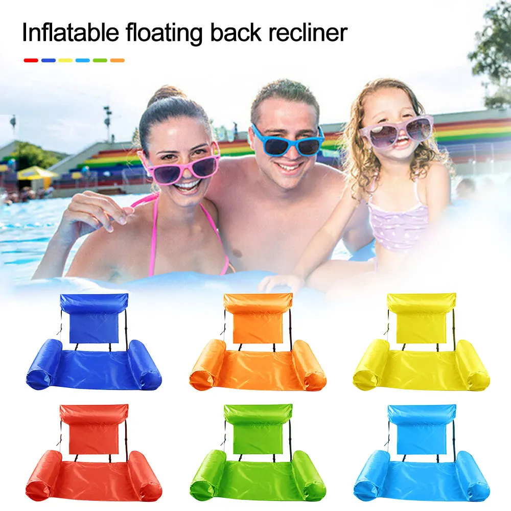 

Summer Inflatable Foldable Floating Row Beach Drainage Upper Back Recliner Swimming Pool Floating Bed Sofa
