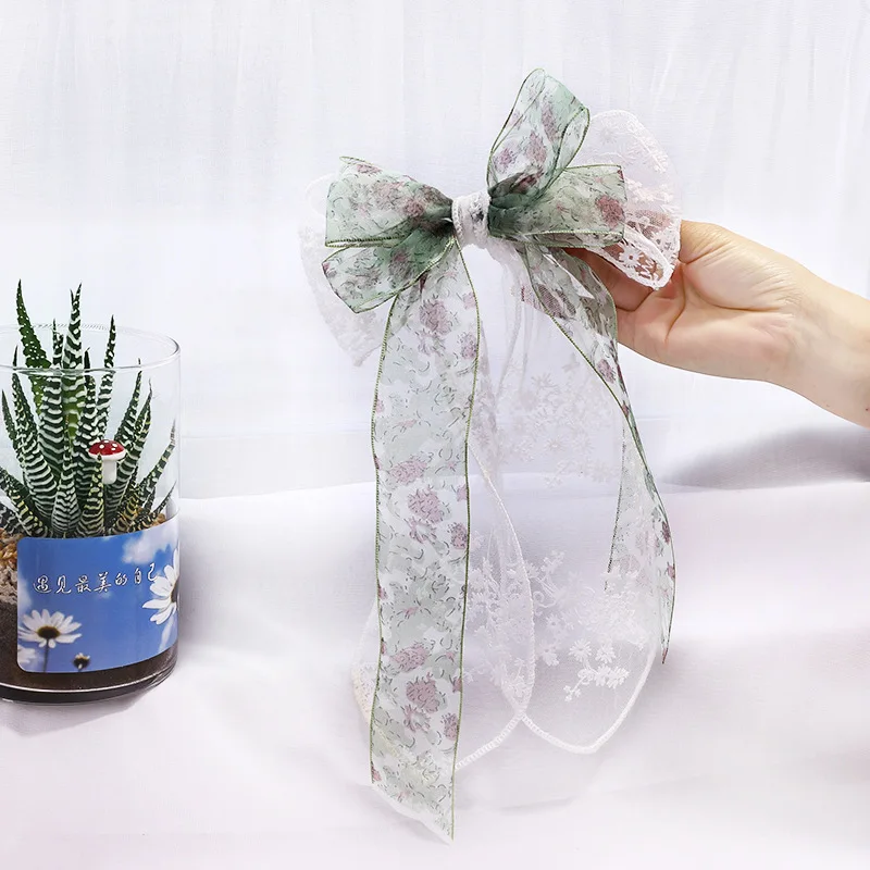 Женские заколки для волос с бантом и лентой цветочный головной убор в стиле бохо