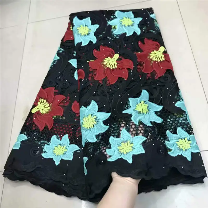 2019 новая последняя африканская гипюровая кружевная белая Водорастворимая ткань