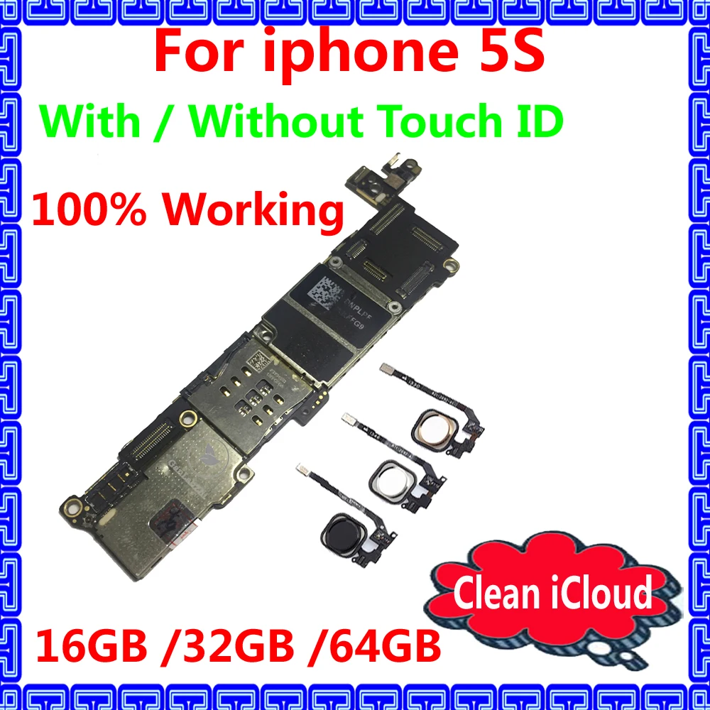 Для iphone 5S Хорошая рабочая материнская плата с/без touch ID 16 ГБ 32 64 оригинальная IOS