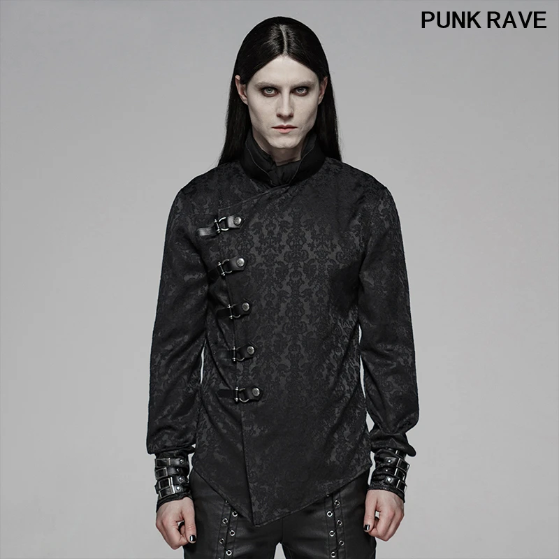 Стимпанк жаккард Классический Черный Асимметричный галстук рукав рубашка