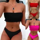 Однотонный купальник-бикини 2021, женский купальник бандо, комплект из двух предметов, спортивный купальный костюм с открытыми плечами, пикантный купальник, Женский Летний # Z