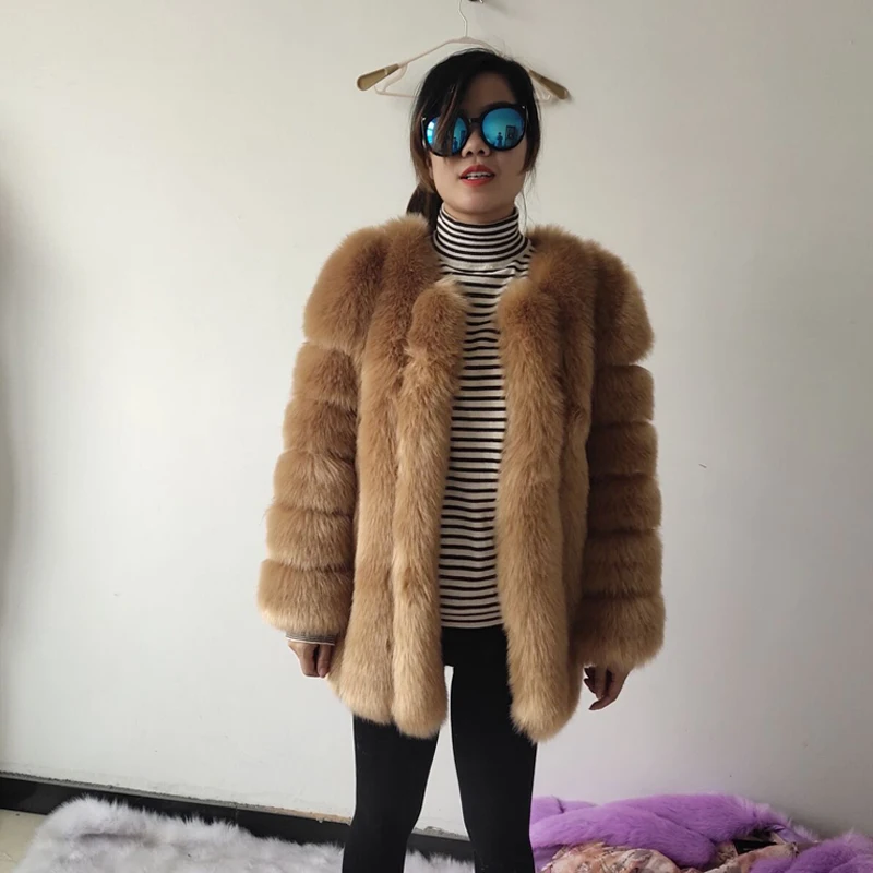 

New Autumn Winter Fur Coat Women Clothes High Quality Faux Fox Fur Overcoat Plus Size Thicken Warm Long Coats Female