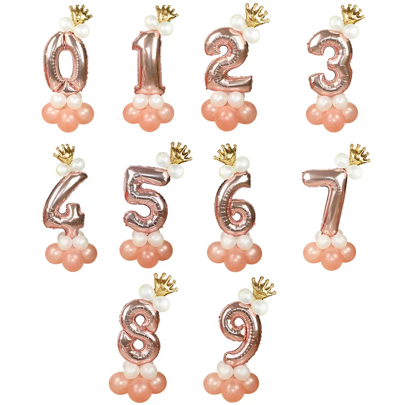 Новый Воздушный шар из фольги цвета розового золота 1234567890 Золотая Корона