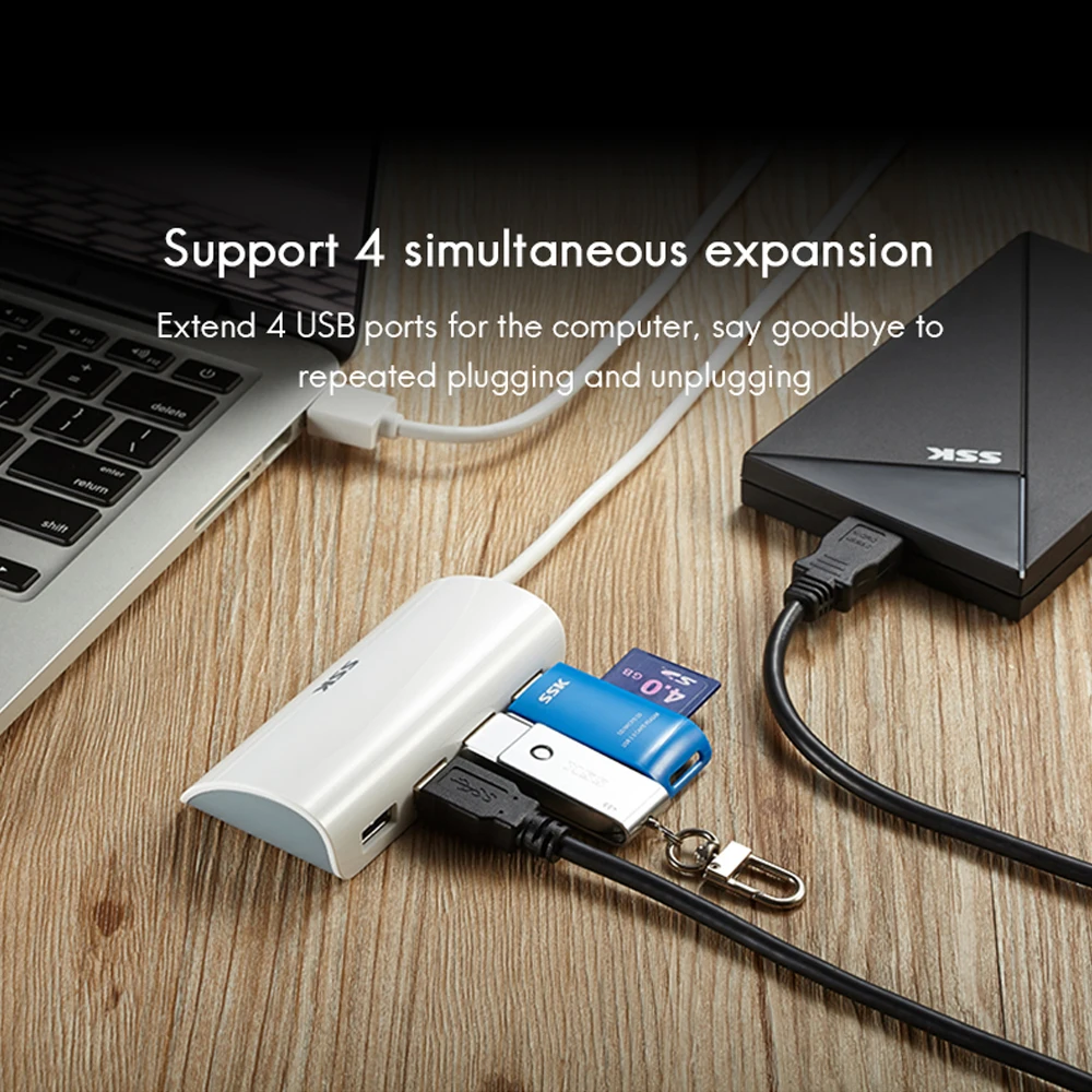 SSK Portable USB3.0 Hub High Speed 4 Port Usb USB Splitter Adapter Power Supply for Mac Tablet Laptop Notebook PC SHU808 | Компьютеры и