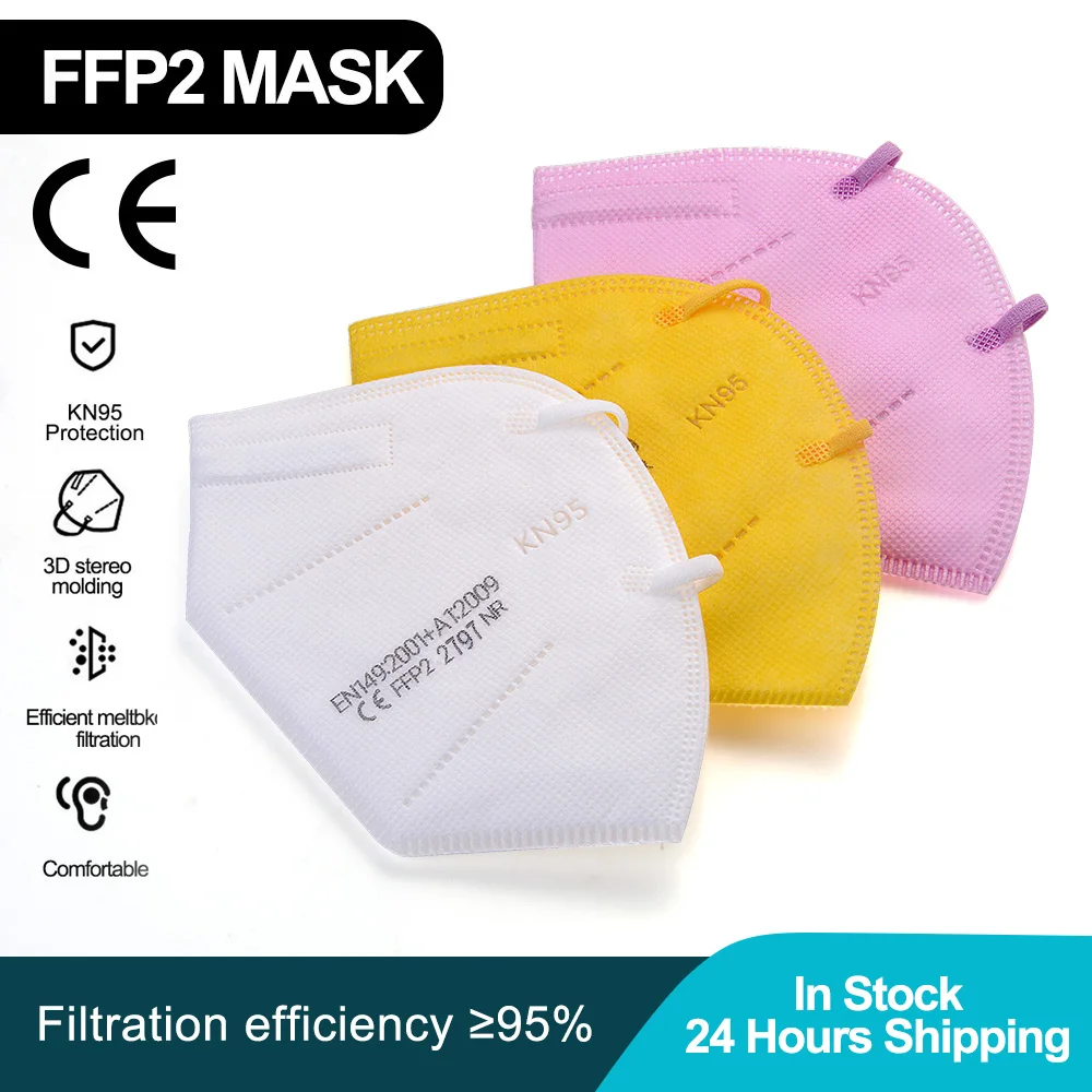 Маска для лица KN95 Mascarillas CE FFP2 5 слоев с фильтром защитный уход за здоровьем дышащие